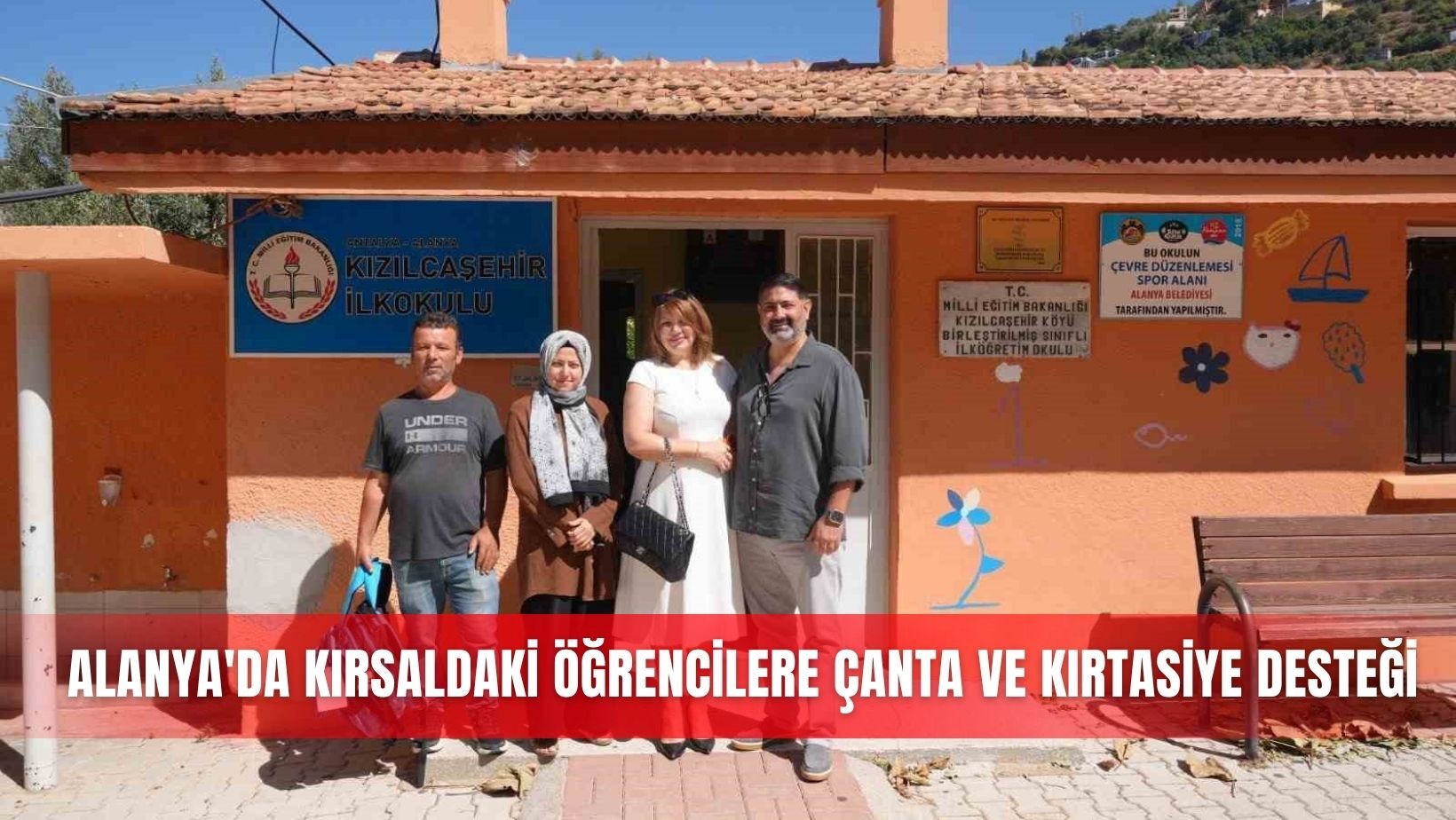 Alanya'da kırsaldaki öğrencilere çanta ve kırtasiye desteği