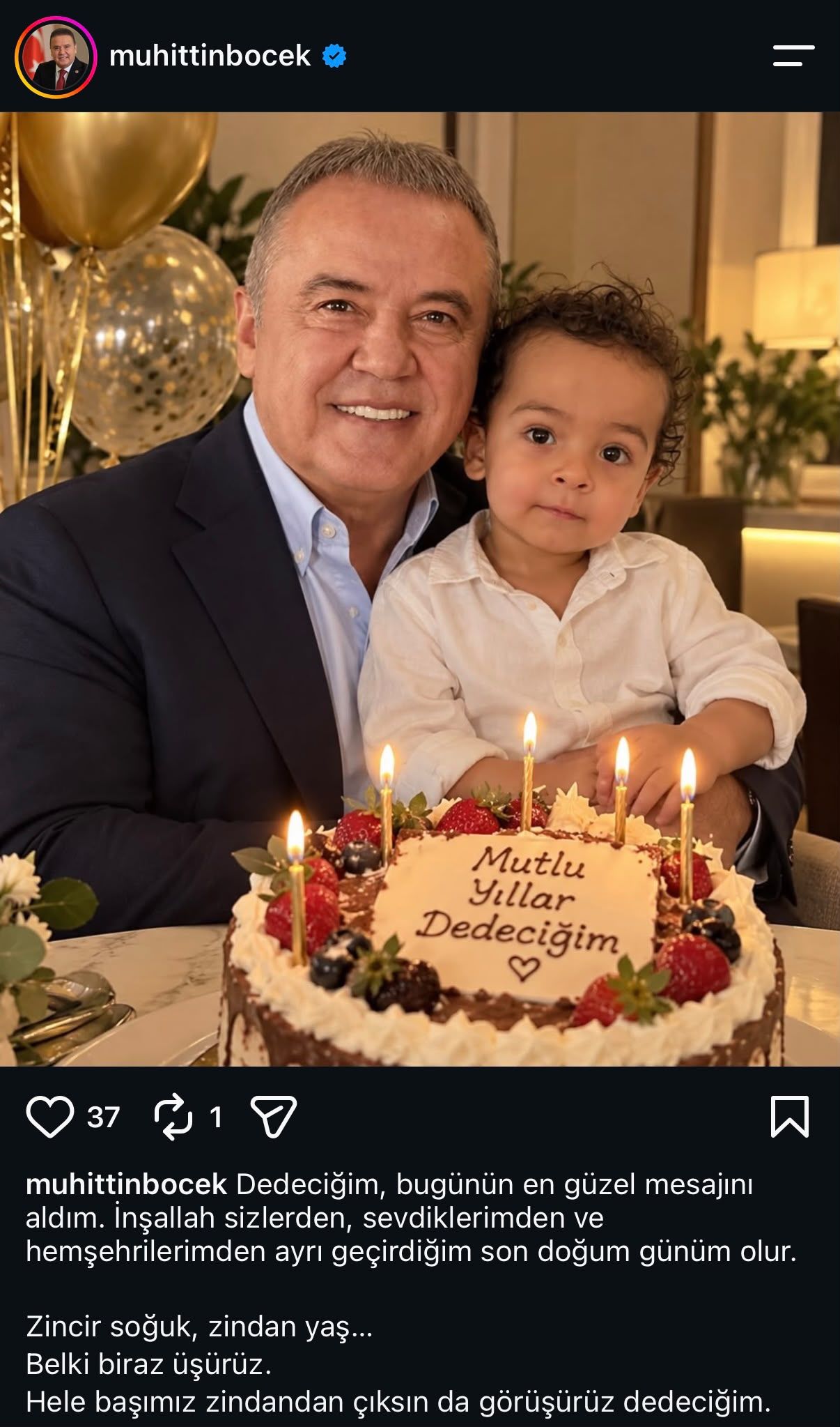 Muhittin Böcek’ten Torunuyla Doğum Günü Paylaşımı