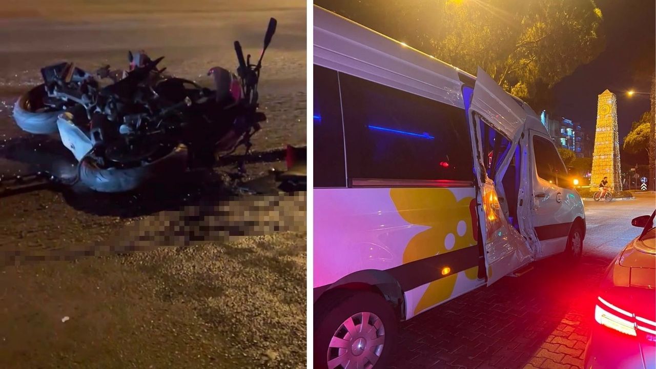 Minibüs ile çarpışan motosikletin Rus sürücüsü hay