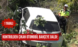 Kontrolden çıkan otomobil bahçeye daldı: 1 yaralı
