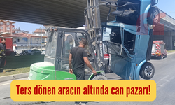 Ters dönen aracın altında can pazarı