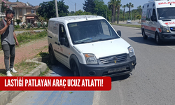 Lastiği patlayan araç ucuz atlattı!