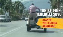 Turistlerin tehlikeli şovu: Alanya yollarında akrobasi!