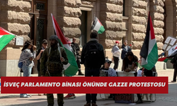 İsveç Parlamento binası önünde Gazze protestosu