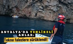 Antalya'da tehlikeli anlar: Tekne falezlere sürüklendi!