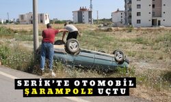 Serik’te otomobil şarampole uçtu