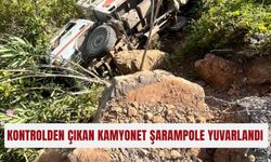Kontrolden çıkan kamyonet şarampole yuvarlandı