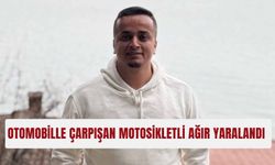 Otomobille çarpışan motosikletli ağır yaralandı