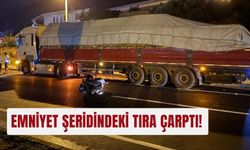 Emniyet şeridindeki tıra çarptı!