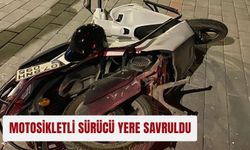 Motosikletli sürücü yere savruldu