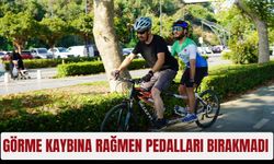 Görme kaybına rağmen pedalları bırakmadı