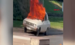 TBMM önünde beyaz Toros yakıldı