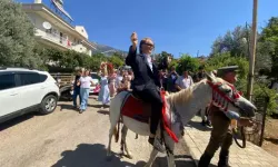 Damat gelin almaya at üzerinde gitti