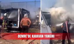 Demre’de karavan yangını