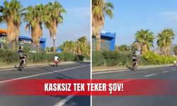 Kasksız tek teker şov!