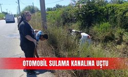 Otomobil sulama kanalına uçtu
