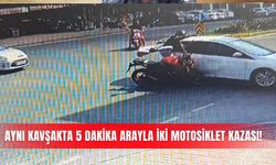 Aynı kavşakta 5 dakika arayla iki motosiklet kazası!