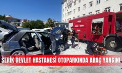 Serik Devlet Hastanesi otoparkında araç yangını