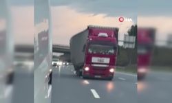 Tır şoförünün tehlikeli seyri kamerada