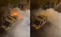 Seyyar satıcı zabıta aracını ateşe verdi
