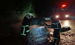 Burdur'da otomobil seyir halinde yandı