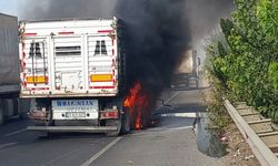 Seyir halindeki tır alev aldı