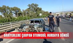 Bariyerlere çarpan otomobil hurdaya döndü