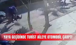 Yaya geçidinde turist aileye otomobil çarptı
