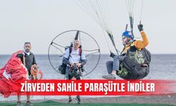 Zirveden sahile paraşütle indiler