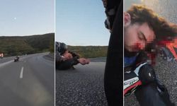 Seyir halindeki motosikletlinin kaza anı kameraya yansıdı