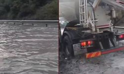 Yol göle döndü, araçlar güçlükle ilerledi