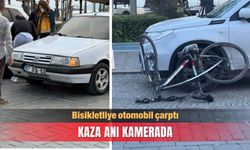 Bisikletliye otomobil çarptı; kaza anı kamerada