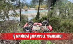 İş makinesi şarampole yuvarlandı