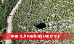 90 metrelik obruğa iniş anını kaydetti