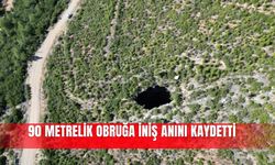 90 metrelik obruğa iniş anını kaydetti