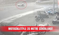 Motosikletiyle 25 metre sürüklendi!