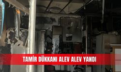 Tamir dükkanı alev alev yandı
