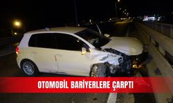 Otomobil bariyerlere çarptı