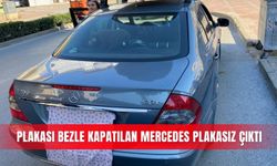 Plakası bezle kapatılan Mercedes plakasız çıktı