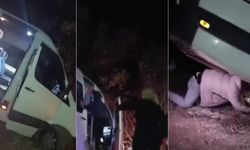 Yolcu minibüsü şarampolde asılı kaldı, faciadan dönüldü