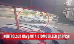 Kontrolsüz kavşakta otomobiller çarpıştı