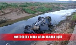 Kontrolden çıkan araç kanala uçtu