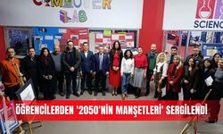 Öğrencilerden '2050'nin Manşetleri' sergilendi