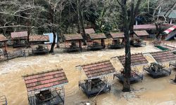 Alanya'da çay taştı: İşletmelere ait çardaklar sular altında kaldı