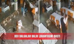 Dev dalgalar balık lokantasını bastı