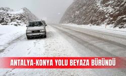 Antalya-Konya yolu beyaza büründü