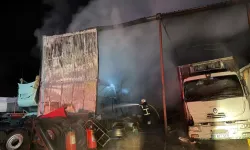 Ağır vasıta servisi alev alev yandı