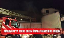 Manavgat'ta tekne bakım imalathanesinde yangın
