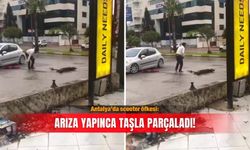 Antalya’da scooter öfkesi: Arıza yapınca taşla parçaladı!