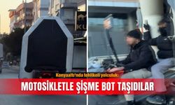 Konyaaltı'nda tehlikeli yolculuk: Motosikletle şişme bot taşıdılar